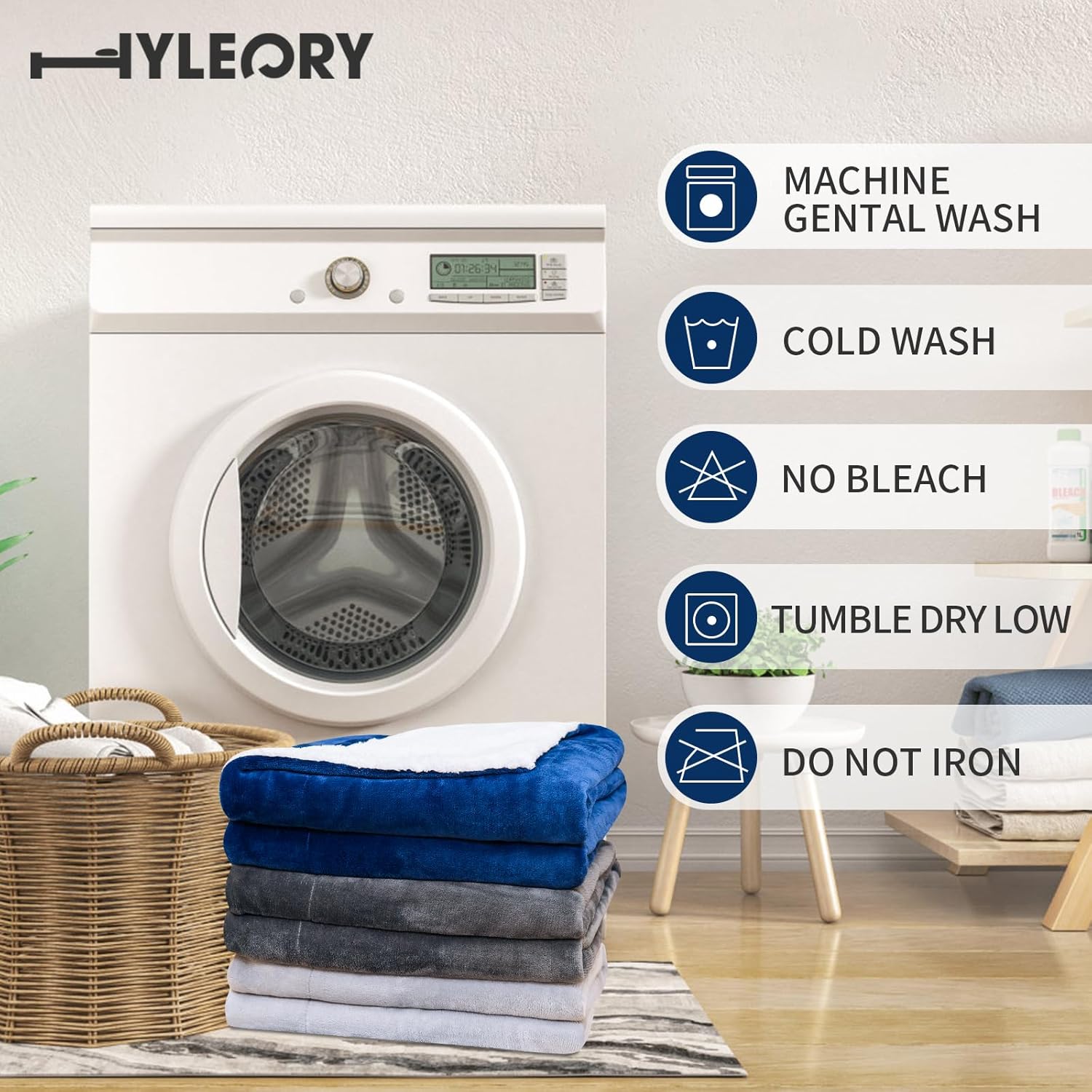 HYLEORY Manta térmica Sherpa eléctrica para invierno, 6 ajustes de calor, con temporizador de 9 horas, apagado automático, sofá del hogar, lavable a