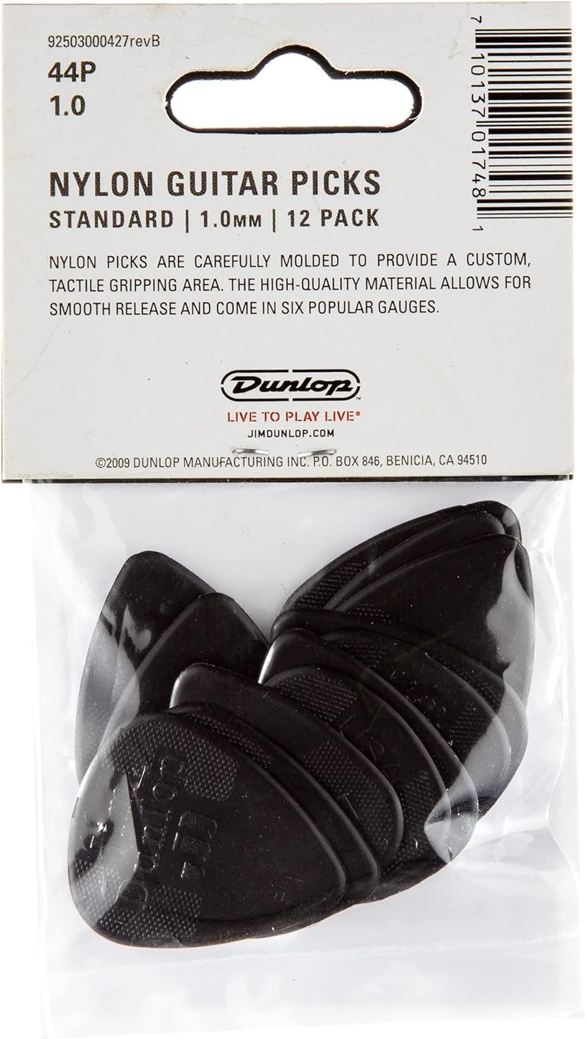 JIM DUNLOP 44P100 – Púas de guitarra estándar de nailon de 0.039 pulgadas, paquete de 12