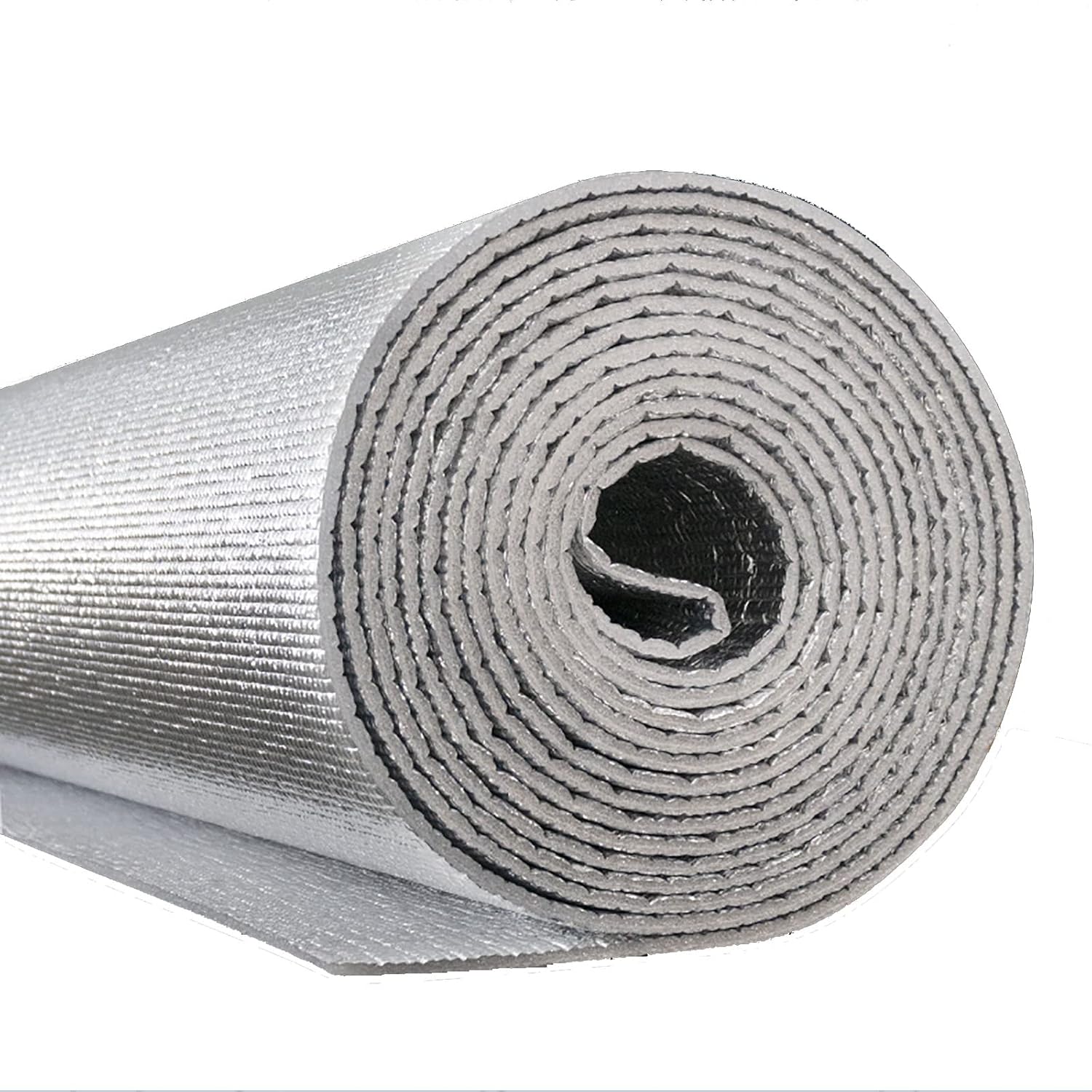 Rollo de aislamiento de lámina reflectante, núcleo de aislamiento de espuma de 0.118 in (16 x 10 pies), lámina de protección térmica de aluminio de