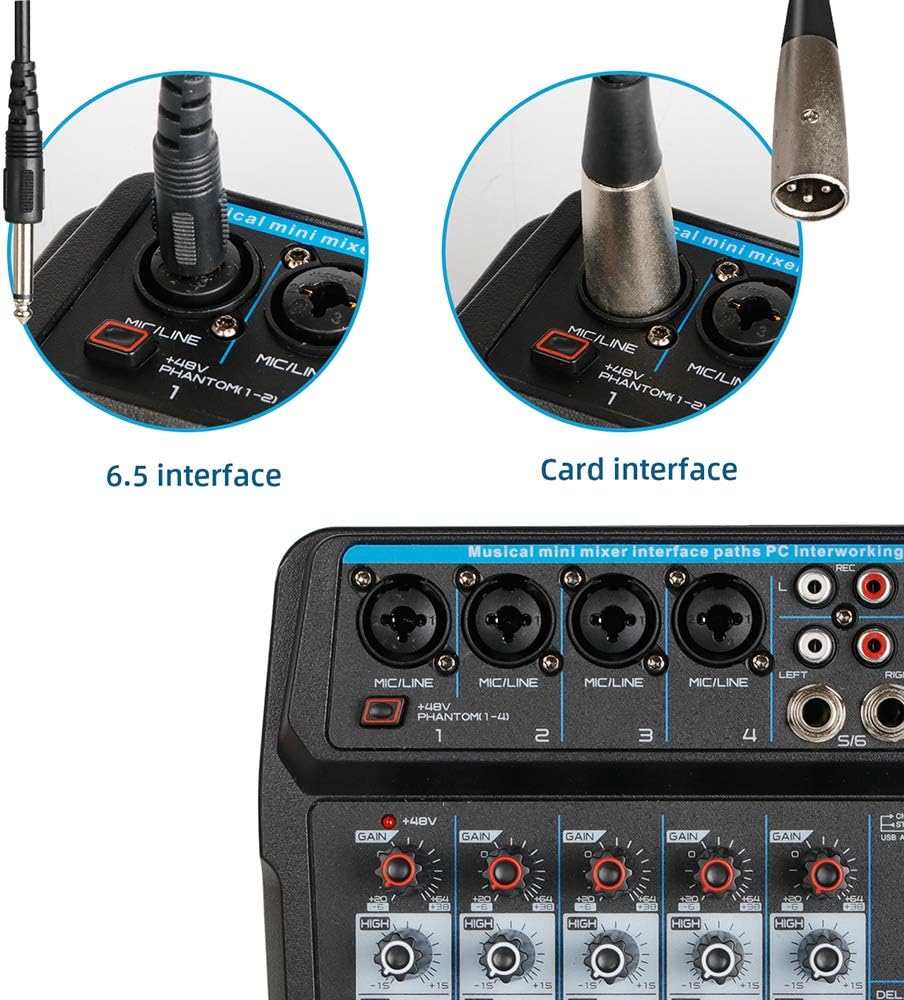 CNCEST Mezclador de audio profesional, consola de tablero de sonido, interfaz de sistema de escritorio, digital, Bluetooth, USB, estudio en vivo,
