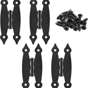 Paquete de 4 bisagras en H antiguas negras de 3.5 pulgadas, bisagras de gabinete de acero laminado en frío, bisagras planas de montaje empotrado, Paquete de 4 bisagras en H antiguas negras de 3.5 pulgadas, bisagras de gabinete de acero laminado en frío, bisagras planas de montaje empotrado,