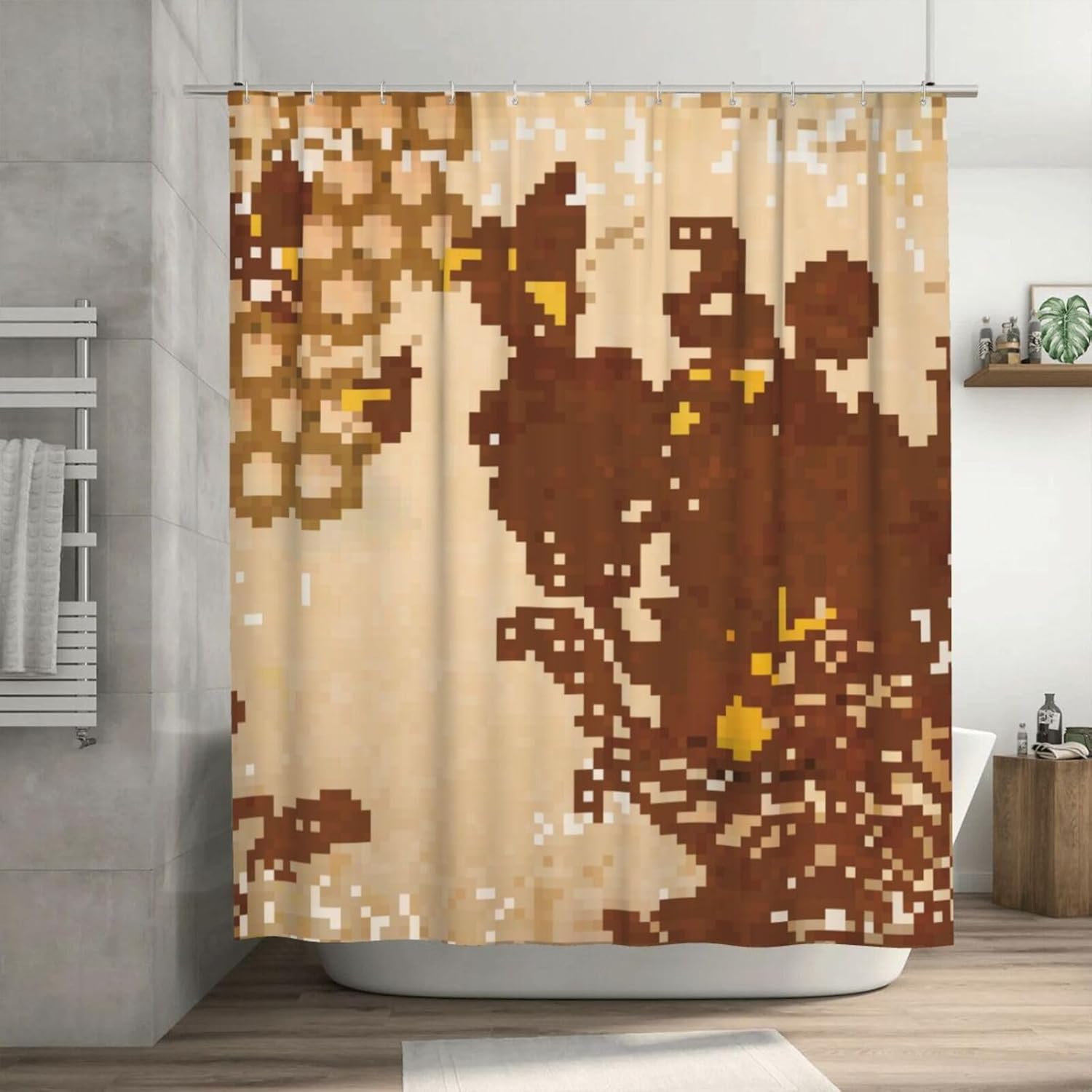 Honey Bee – Cortina de ducha de plástico de 72 x 72 pulgadas, cortinas de ducha extralargas para baño, juego de liquidación con ganchos, cortinas de
