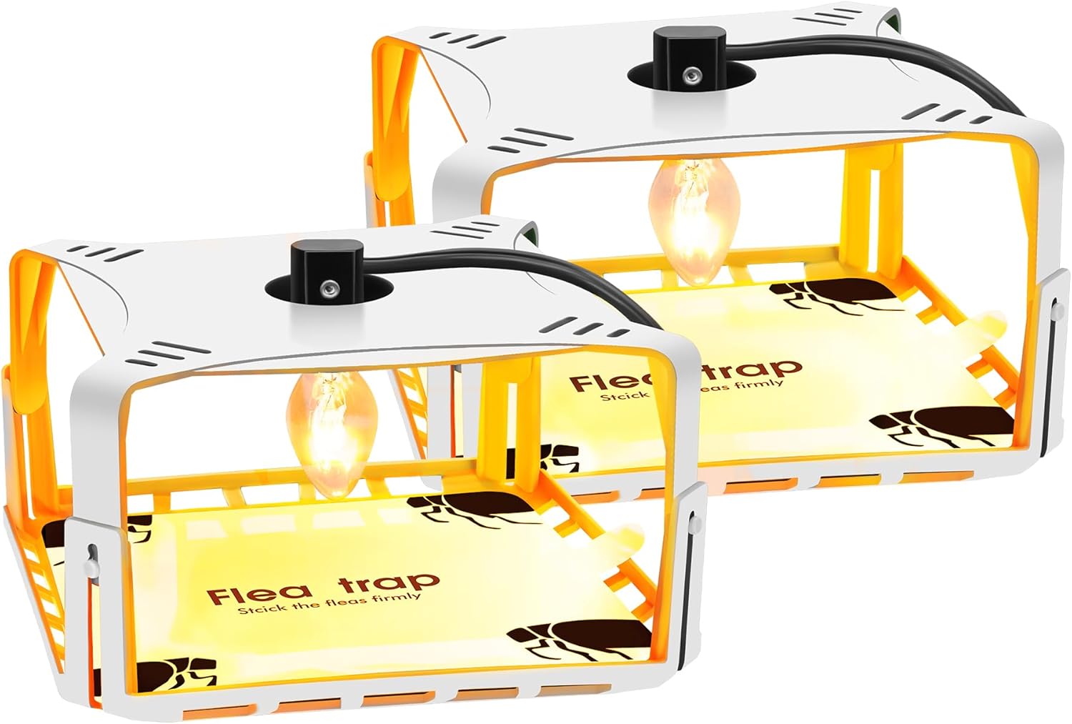 Trampas eléctricas para pulgas para el interior de tu hogar (2 paquetes), trampa retráctil para pulgas con repuesto de trampa adhesiva para pulgas y