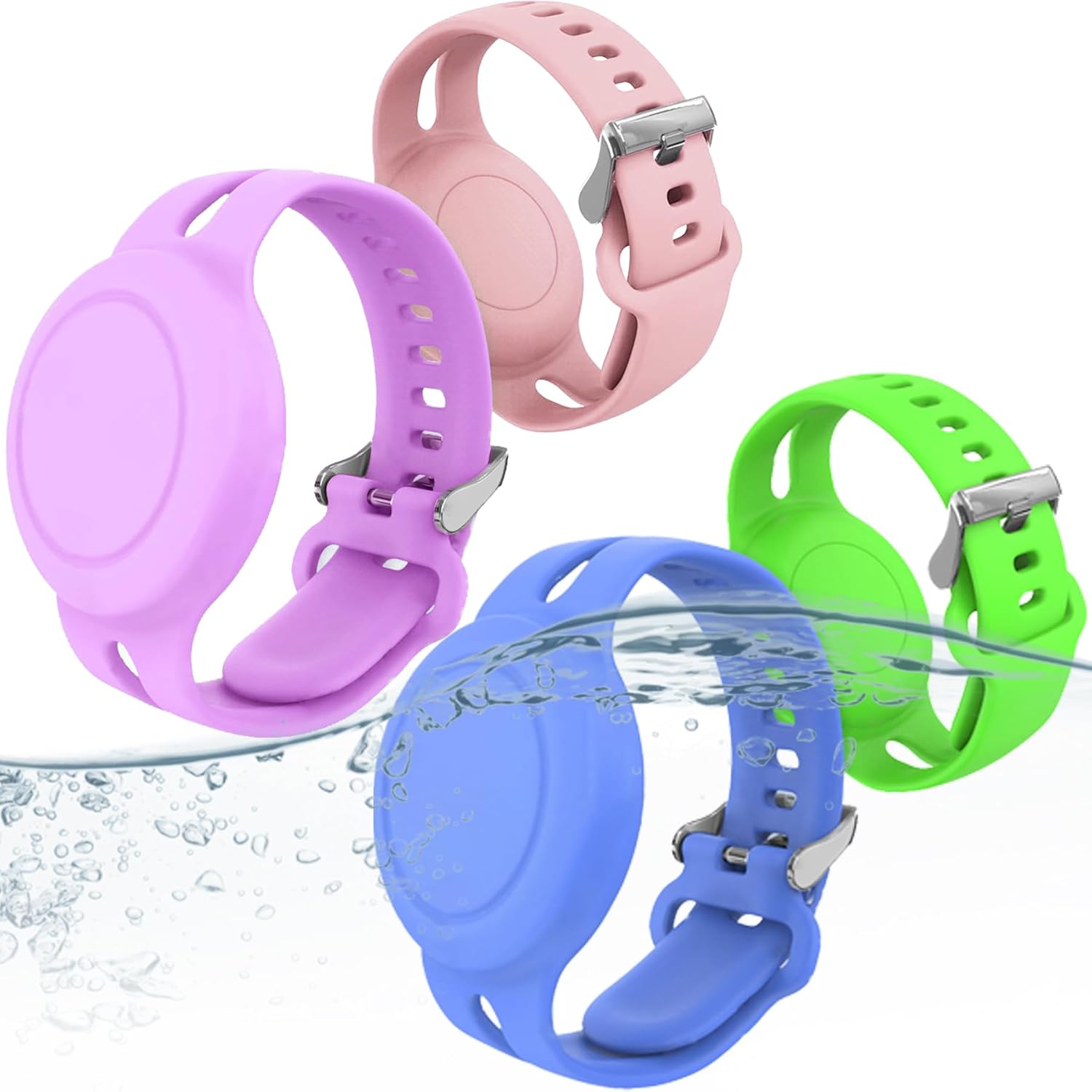 Paquete de 4 pulseras impermeables para AirTag para niños, funda de silicona oculta para Apple AirTag, funda protectora para Air Tag GPS, correa de