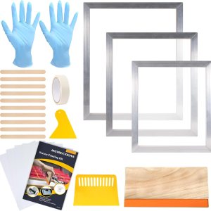 Caydo Kit de serigrafía de 24 piezas, incluye 3 tamaños de marco de impresión de pantalla de seda de aluminio, 5 piezas de película de transparencia Caydo Kit de serigrafía de 24 piezas, incluye 3 tamaños de marco de impresión de pantalla de seda de aluminio, 5 piezas de película de transparencia