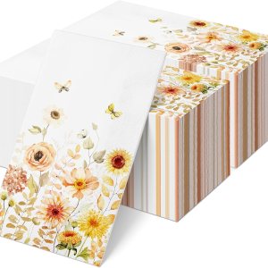 200 servilletas decorativas de otoño con diseño de agradecimiento para invitados, desechables, para otoño, floral, mariposas, de papel, para el 200 servilletas decorativas de otoño con diseño de agradecimiento para invitados, desechables, para otoño, floral, mariposas, de papel, para el