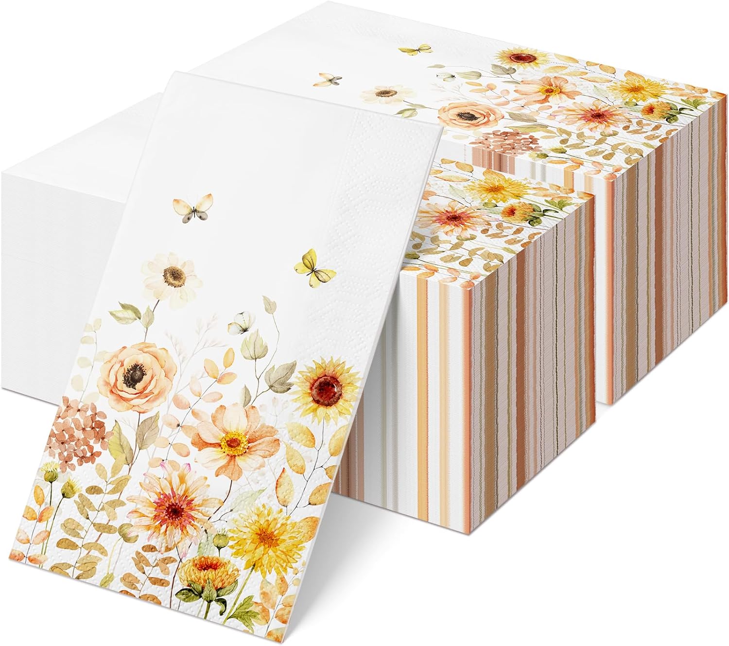 200 servilletas decorativas de otoño con diseño de agradecimiento para invitados, desechables, para otoño, floral, mariposas, de papel, para el