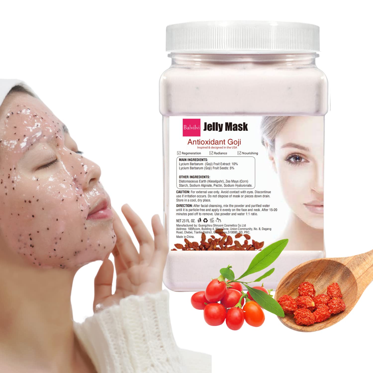 Balvilvi Mascarilla de gelatina para el cuidado de la piel, máscara facial de gel Goji para hidratación instantánea, mascarilla facial de gelatina