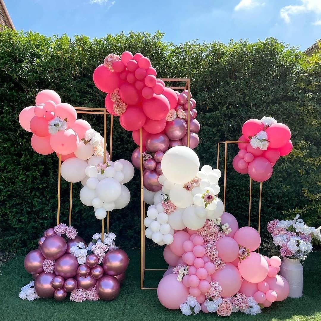 Globos de fiesta rosa y blanco, 50 globos de látex rosa de 12 pulgadas, globos de confeti rosa bebé para boda, compromiso, cumpleaños, revelación de
