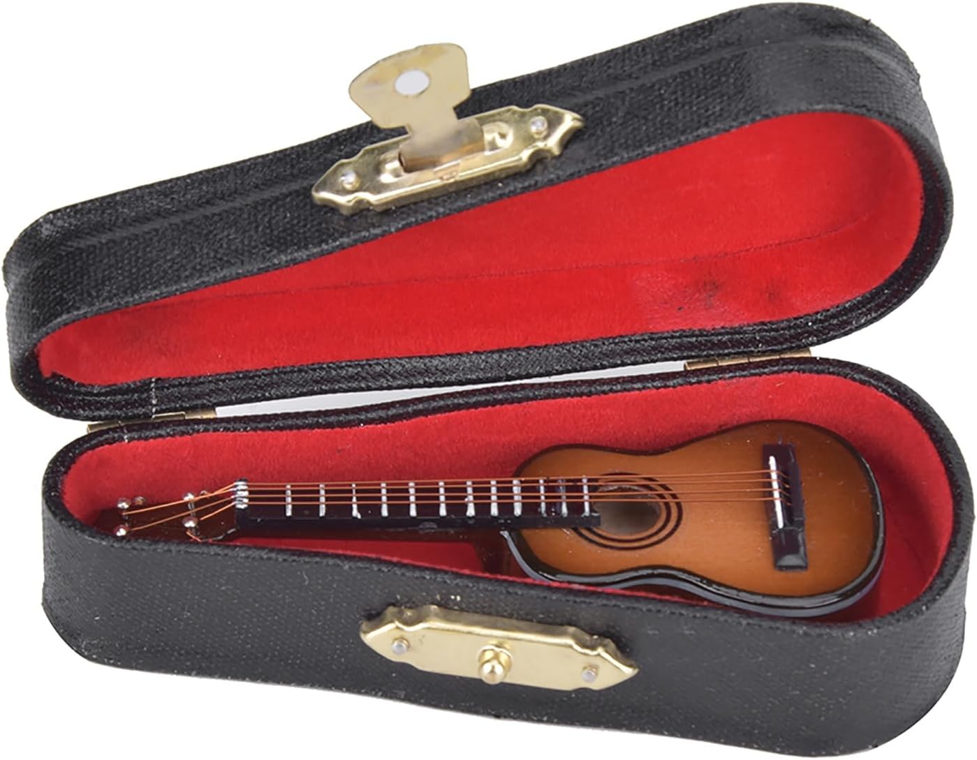 PerGar Modelo de guitarra clásica en miniatura con soporte y estuche, modelo de guitarra clásica, réplica de mini instrumento musical, decoración de