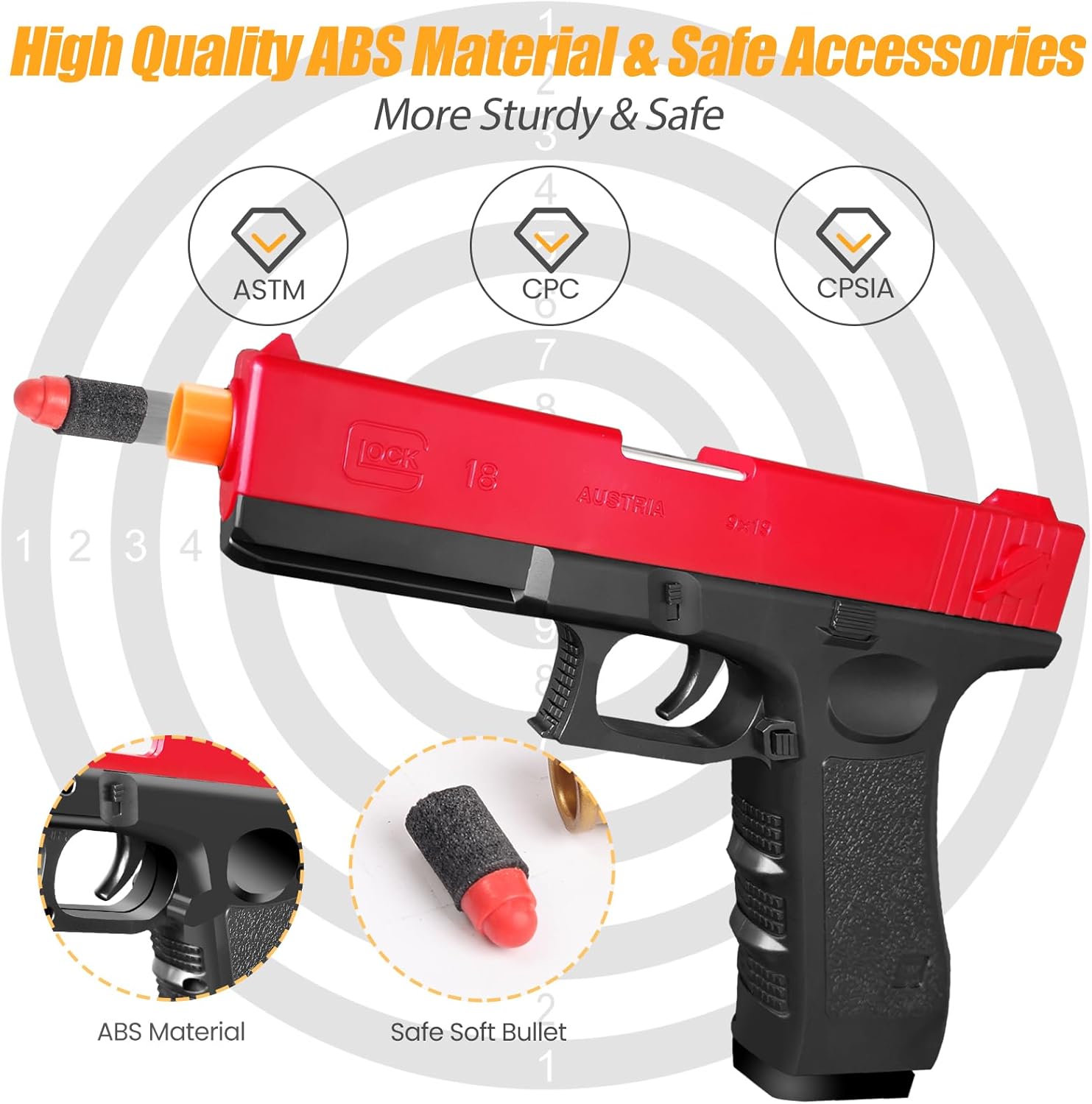 Pistola de juguete de bala suave  Blaster con expulsión de conchas  Caja de regalo resistente e ideal para regalo de cumpleaños de Navidad, para