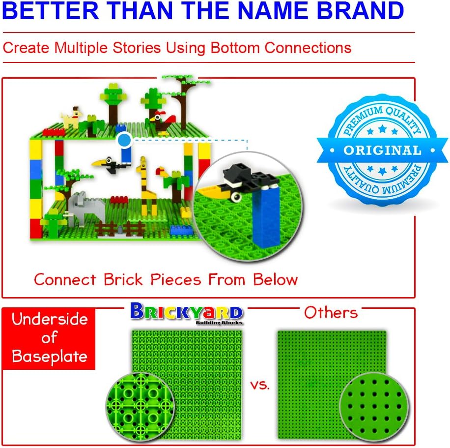 Brickyard Building Blocks Lego – Placa base compatible  Paquete de 8 placas base grandes de 10 x 10 pulgadas para ladrillos de juguete, actividades