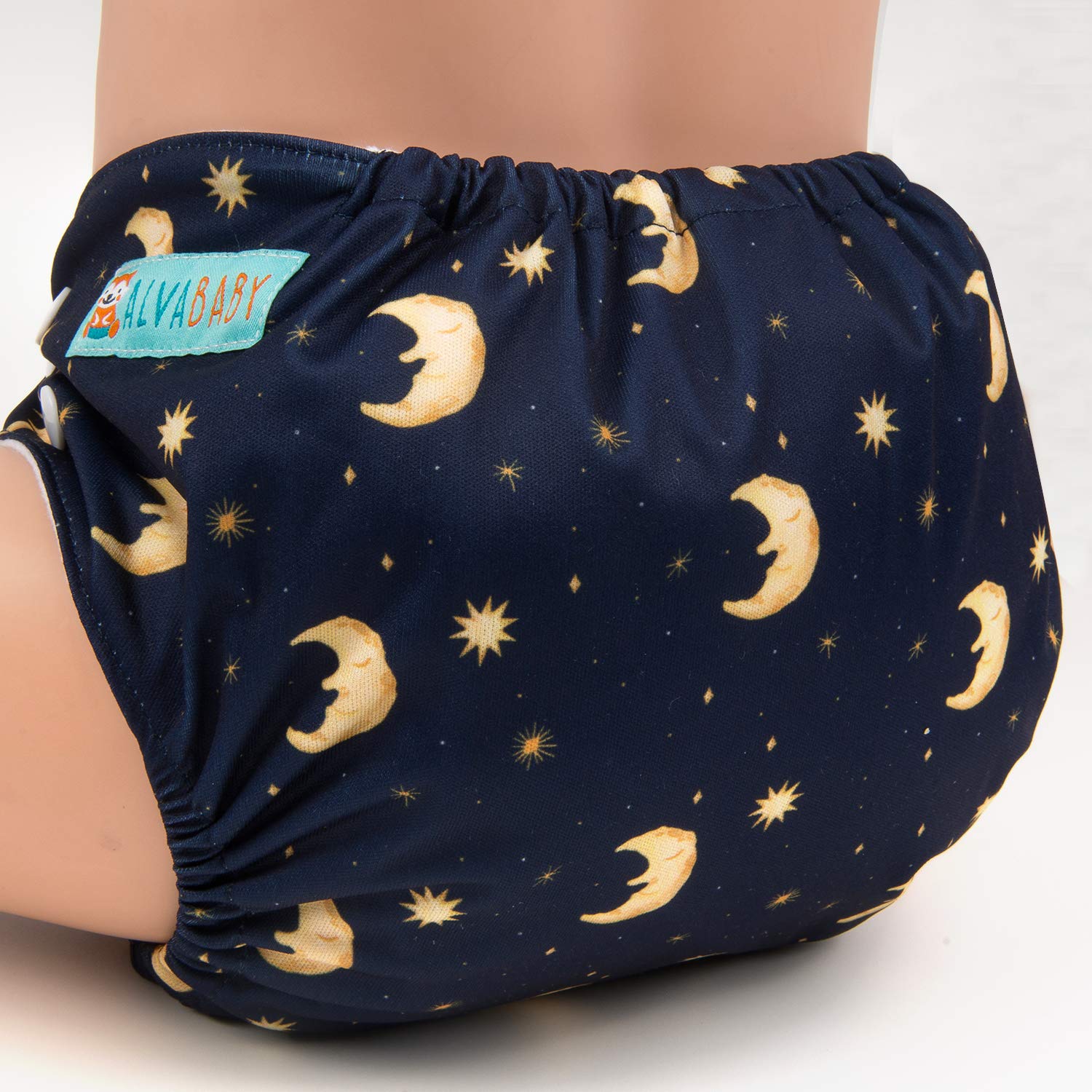 ALVA Baby – Pañales de tela, talla única, ajustable, lavable, reutilizable, para niñas y niños, paquete de 6 con 12 insertos (aventuras salvajes)