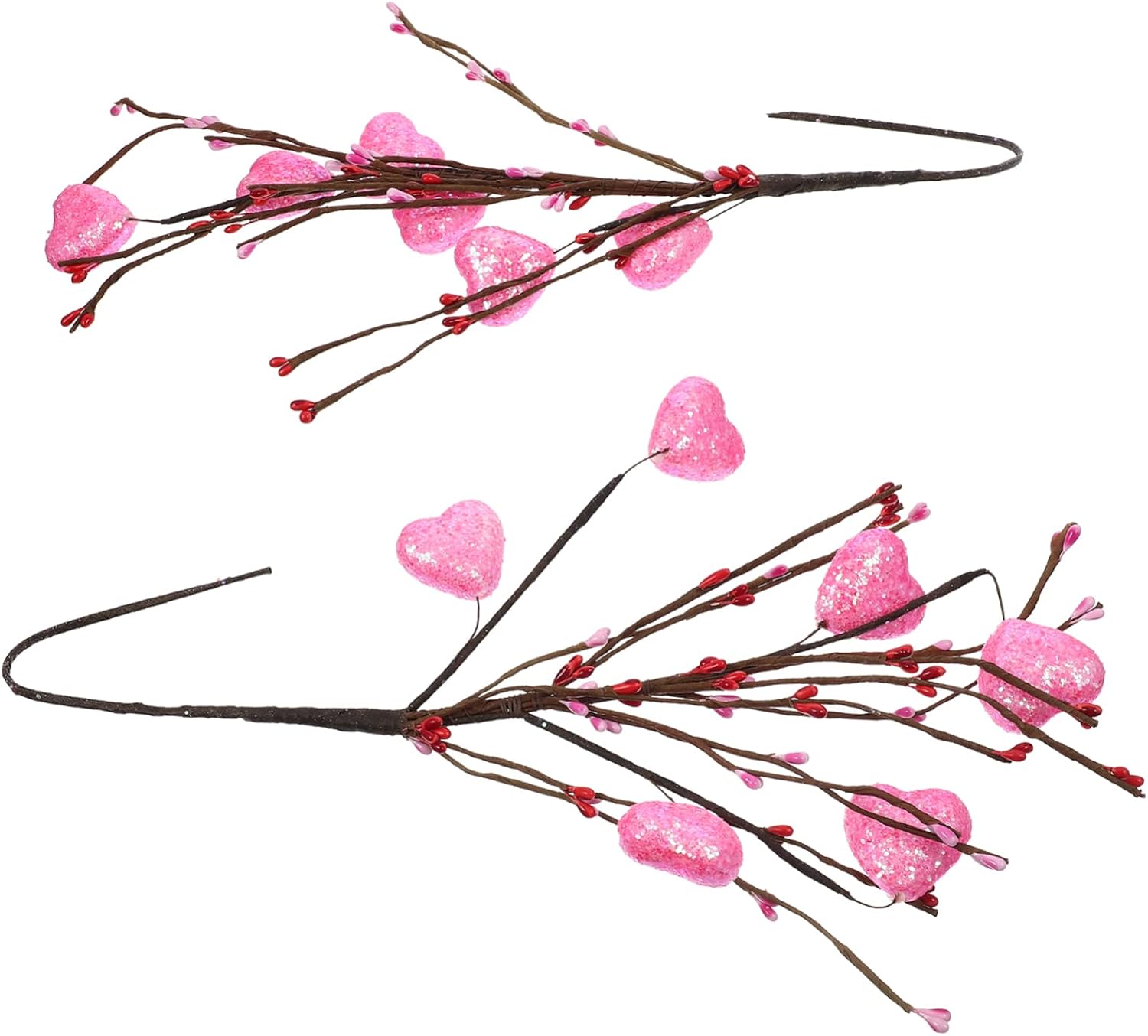 BESTOYARD 2 piezas de adornos de amor para decoración de corazón artificiales para San Valentín, selecciones florales de bayas falsas, tallos de