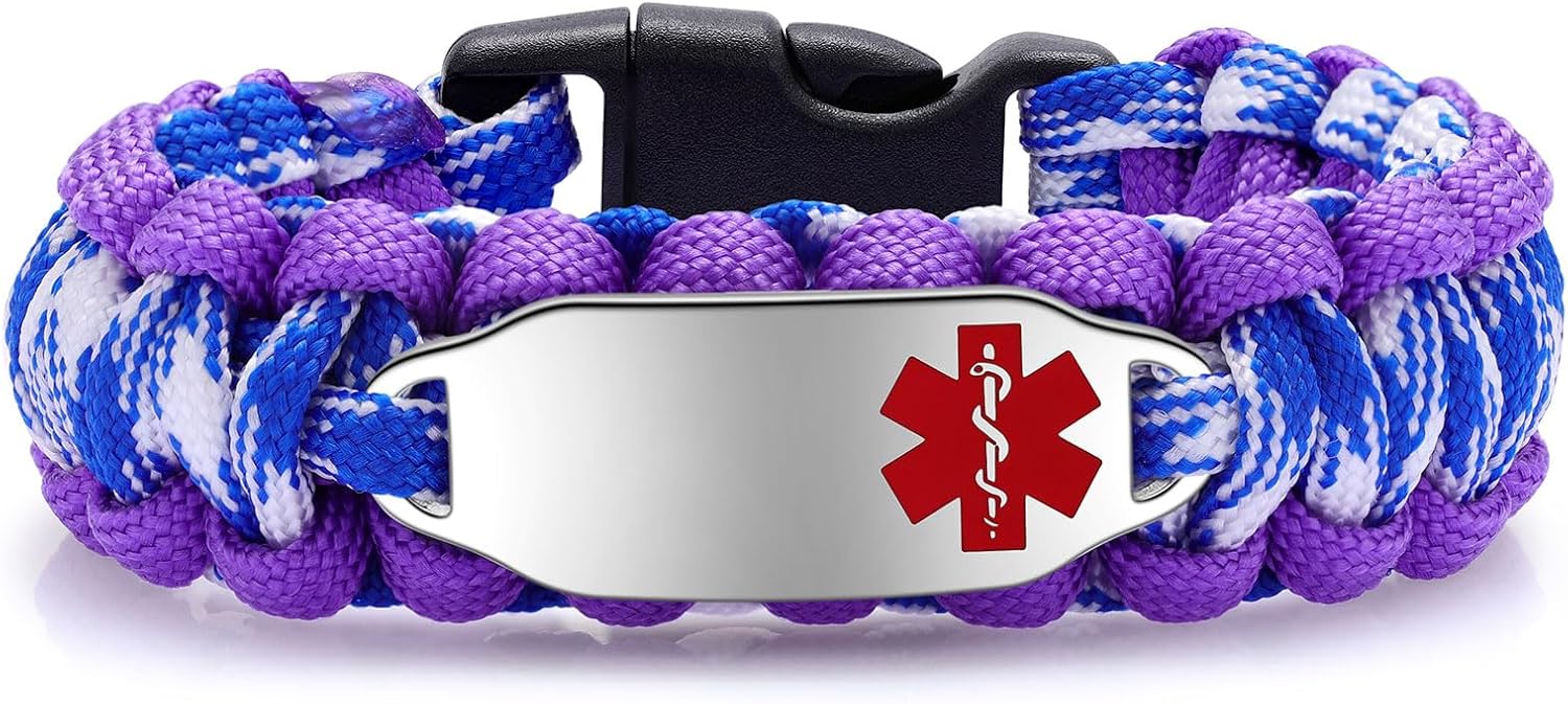 JF.JEWELRY Medical Alert Bracelet for Women  Stainless Steel Medical Emergency ID Bracelet  Paracord Braided Medical Alert Bracelet  Free Engraving