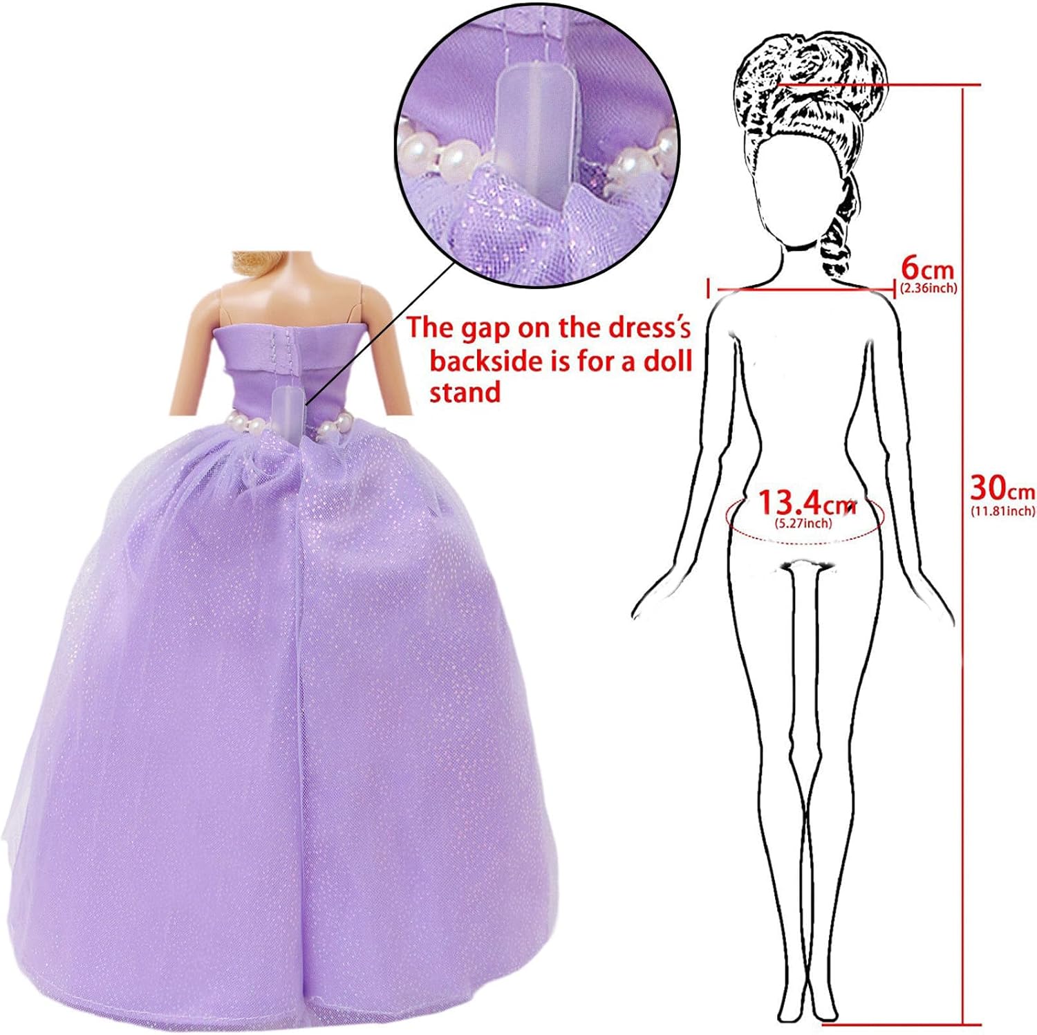 BJDBUS 5 piezas de vestido de novia hecho a mano vestido de fiesta para niña de 11.5 pulgadas muñeca accesorios de ropa al azar conjunto de ropa