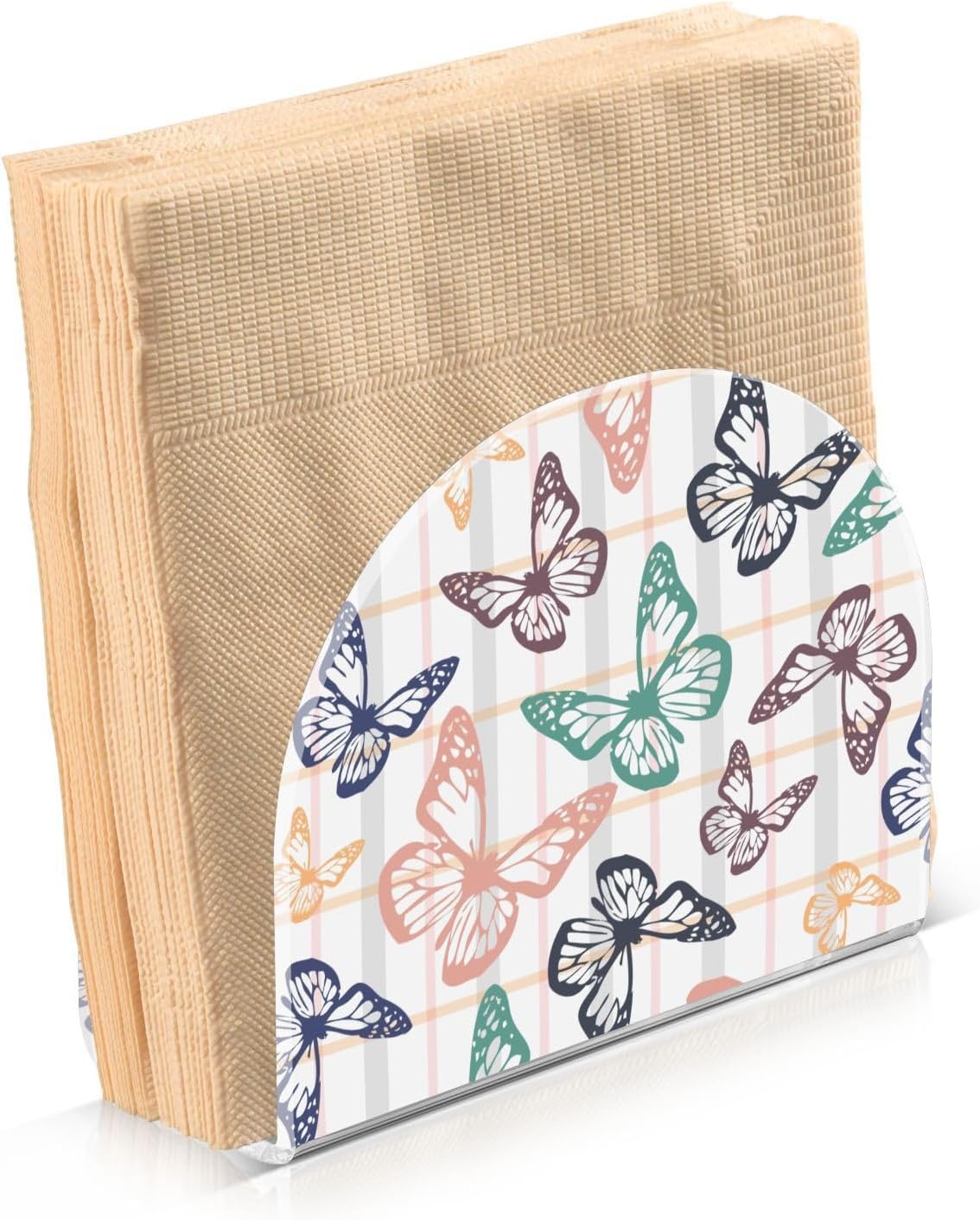 Napkin Holder Spring Colored Butterflies Napkin Holders for Tables, Clear Acrylic Napkin Holders Cocktail Napkin Holder for Kitchen Restaurant Bar