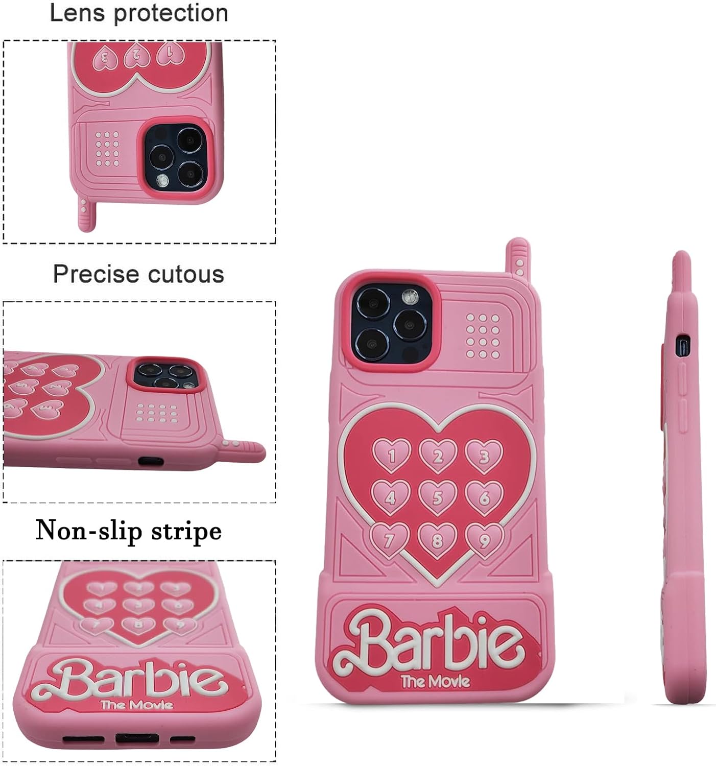 Funda adecuada para iPhone 12 Pro Max, bonita forma de teléfono rosa, silicona suave, TPU a prueba de golpes, funda protectora para iPhone 12 Pro