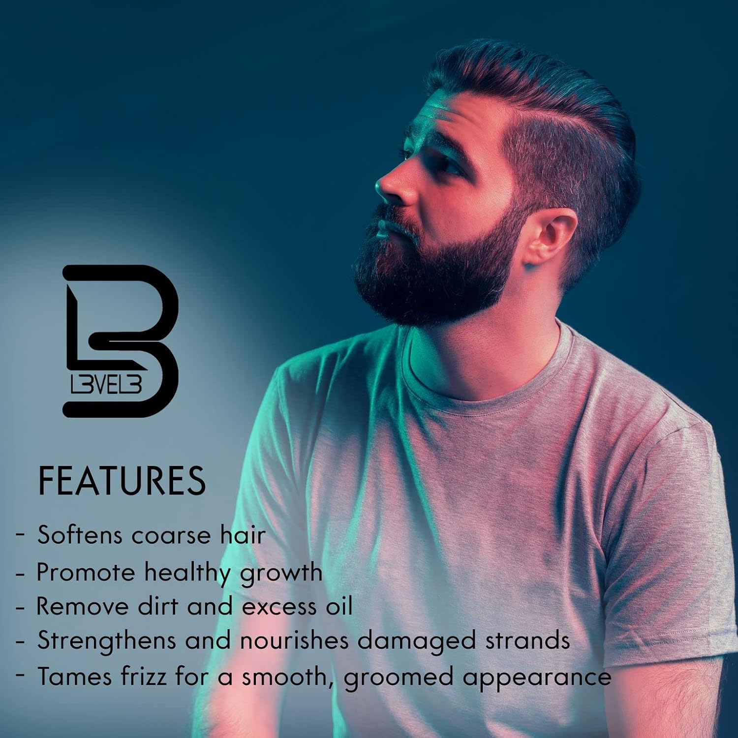 L3 Champú para barba Level 3 – Limpia y nutre tu vello facial – Suaviza y doma las barbas encrespadas