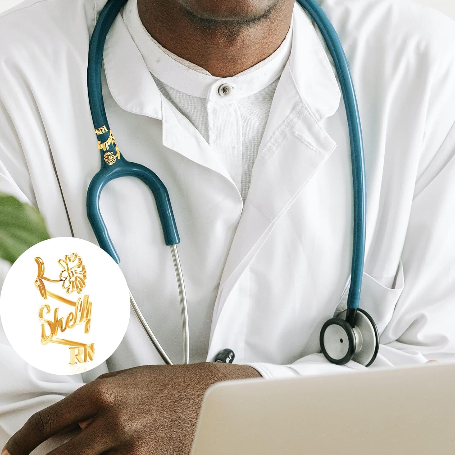Etiqueta de nombre de estetoscopio personalizada, dijes de identificación de estetoscopio personalizados para enfermeras, médicos, asistentes