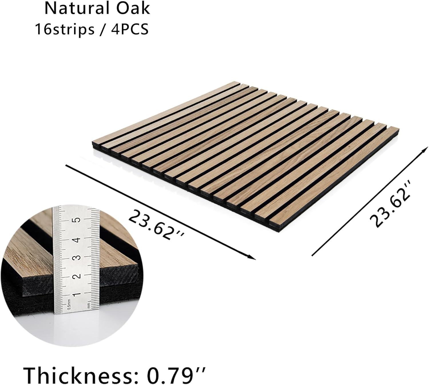 4 paneles acústicos de listones de madera 3D para decoración de paredes interiores, panel de madera estriada, tablero trasero de fieltro