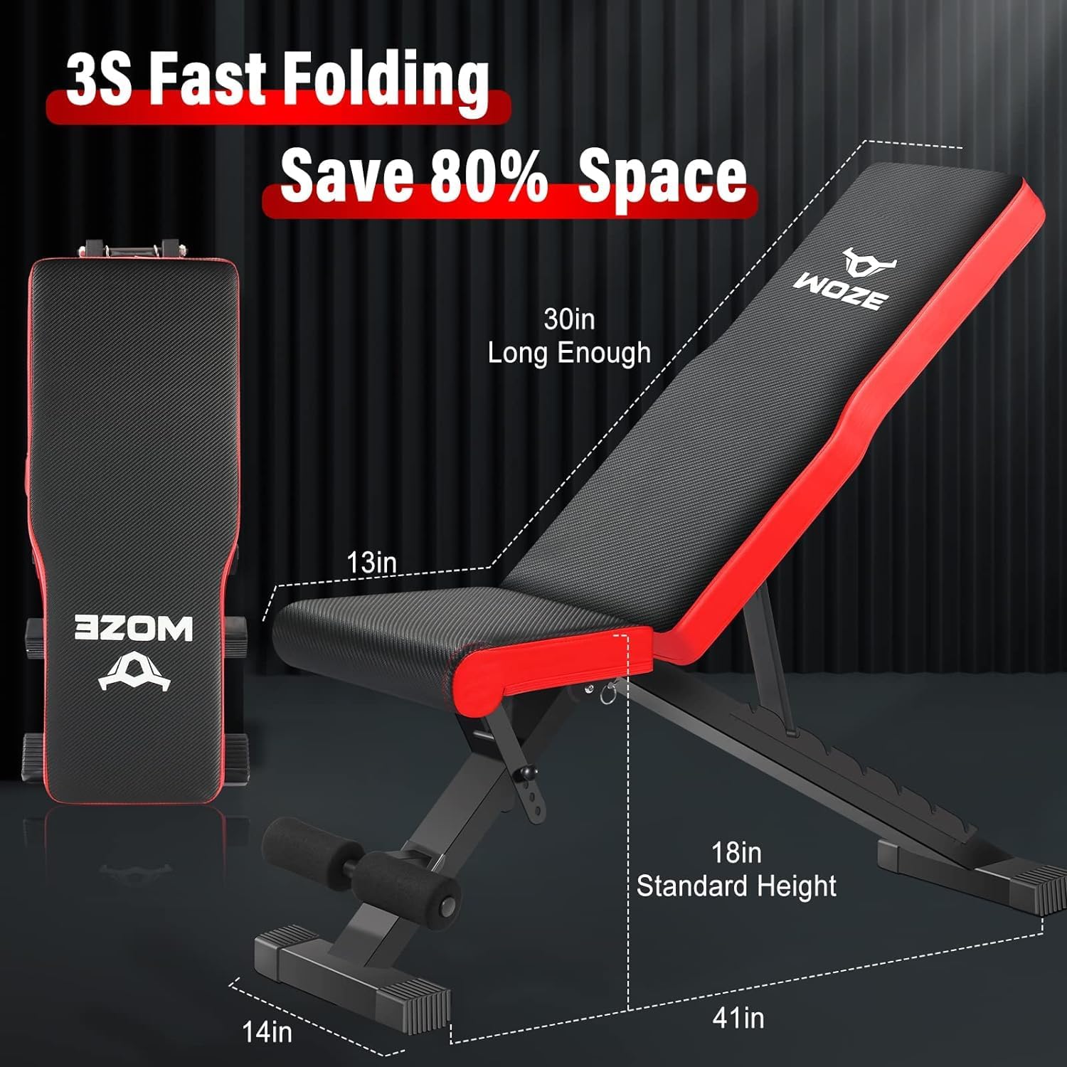 Banco de peso ajustable, banco de entrenamiento plegable de 880 libras para gimnasio en casa, banco inclinado multiusos para entrenamiento de fuerza