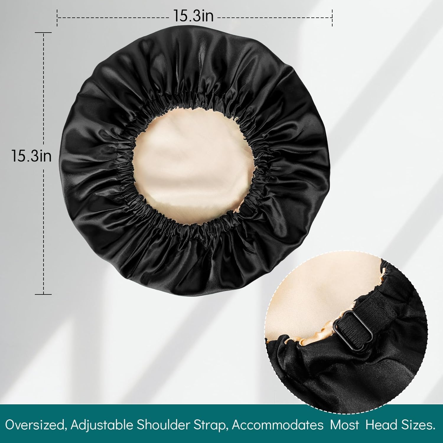Kuraoyan Gorro de seda de doble capa para dormir para mujeres y hombres, gorra de satén ajustable grande para cabello rizado y natural