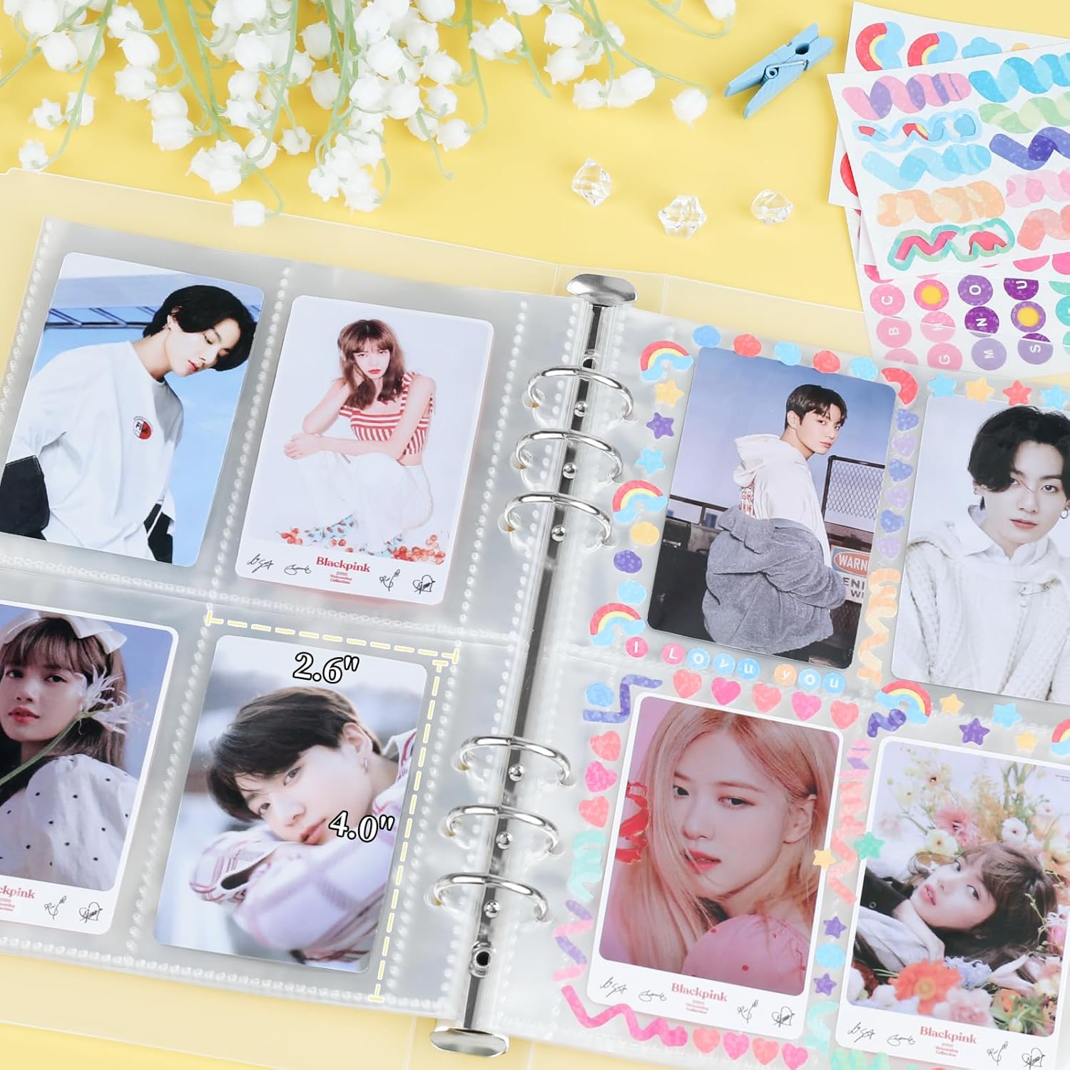 RIO Direct Carpeta para tarjetas fotográficas A5 KPOP con 200 bolsillos, soporte para tarjetas fotográficas KPOP con 25 mangas, carpeta transparente