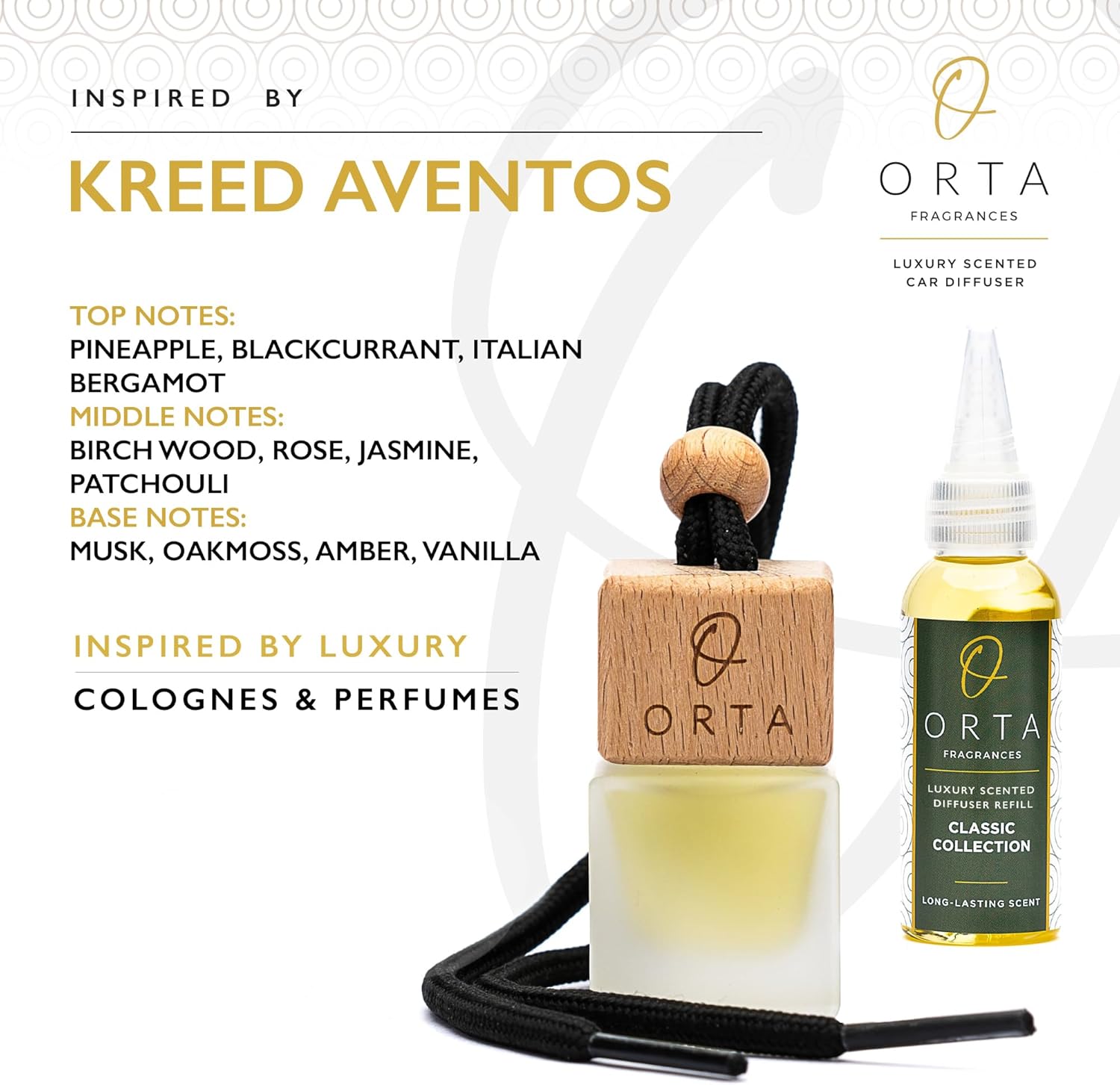 No1 Kreed Aventus Inspired – Juego de ambientadores de coche  Clip de ventilación y repuesto incluido  Aromas difusores de coche de larga duración