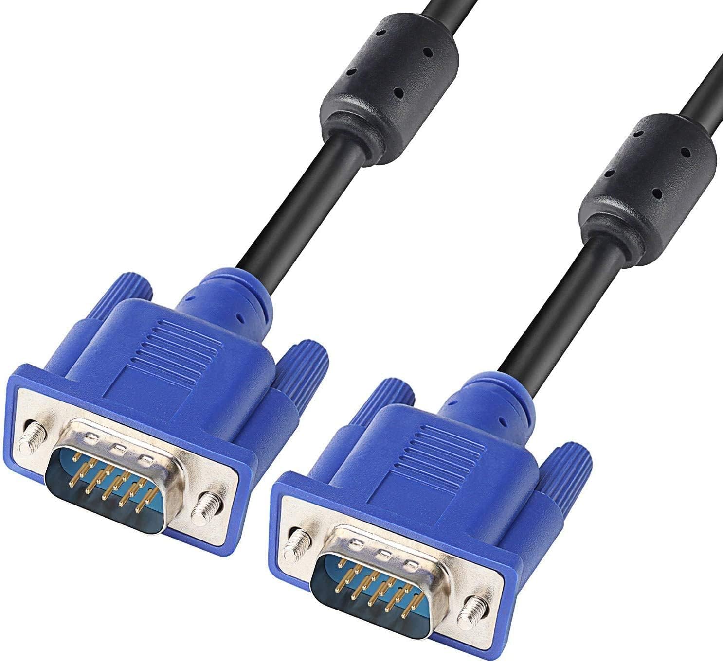 PASOW Cable de monitor VGA a VGA HD15 macho a macho para proyector de computadora de TV (5 pies)