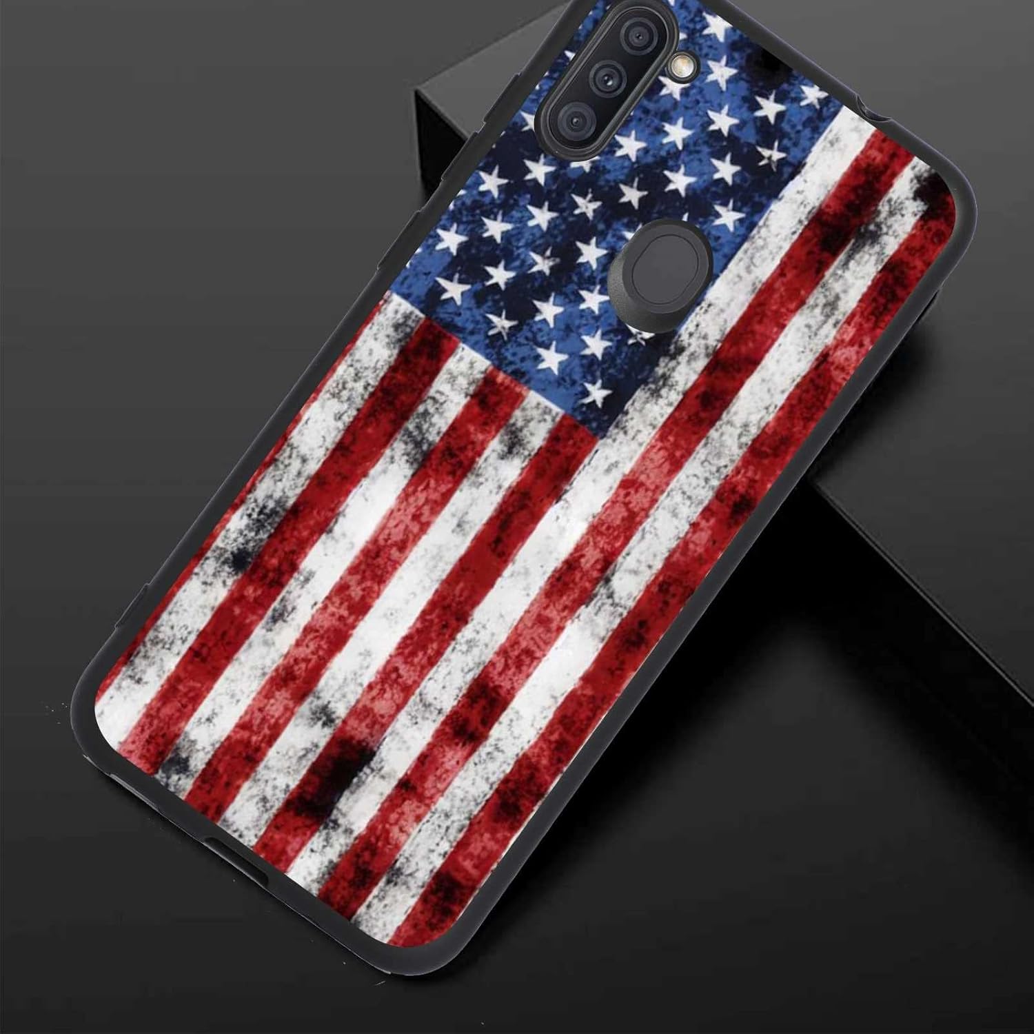 Funda compatible con Samsung Galaxy A11, diseño retro de soldado veterano de la bandera estadounidense para Samsung para hombres y mujeres, funda de
