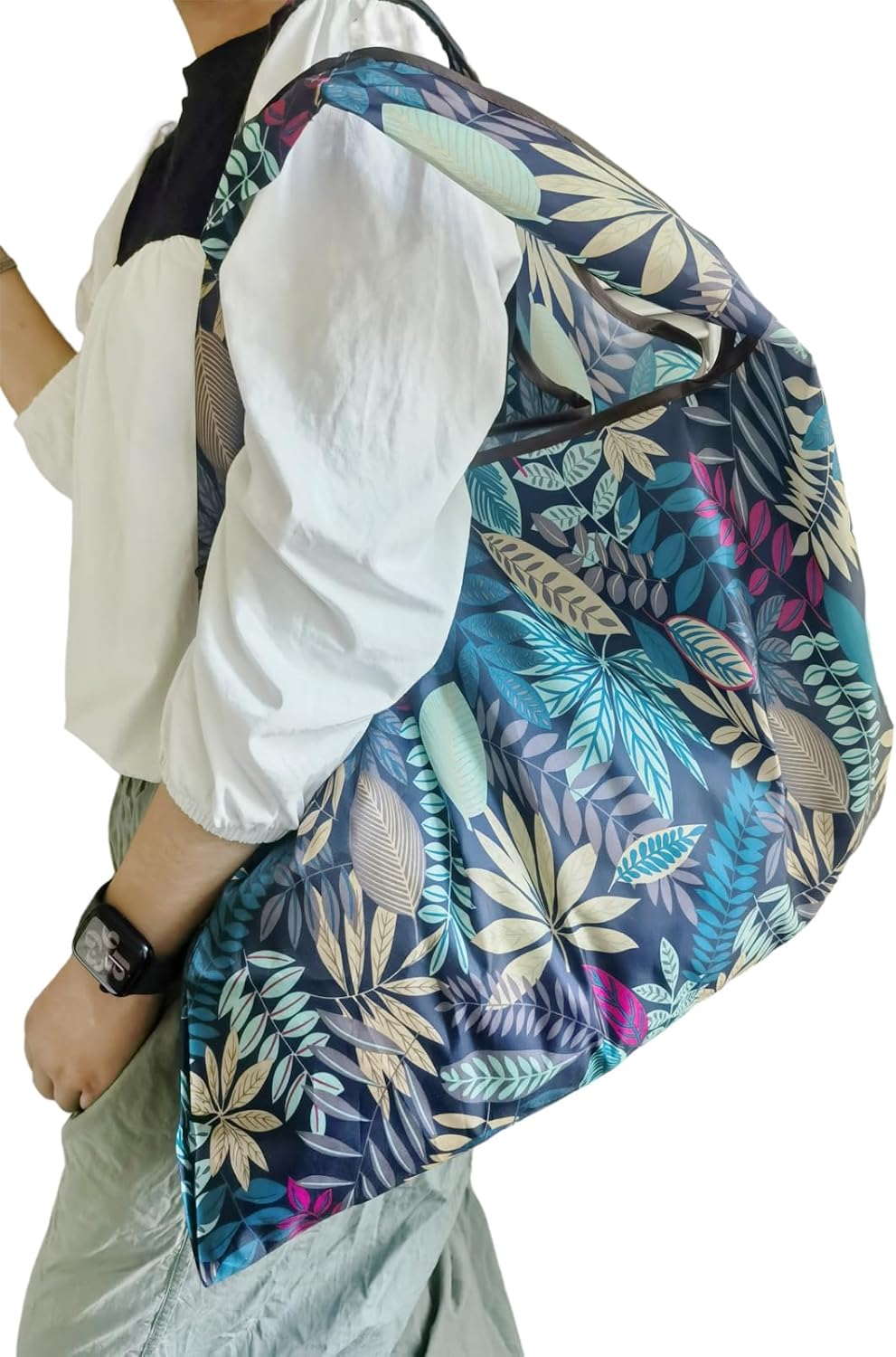 HAPPYHEDI – Bolsas de comestibles plegables y reutilizables, lavables, asas largas, bolsa plegable, resistente a granel