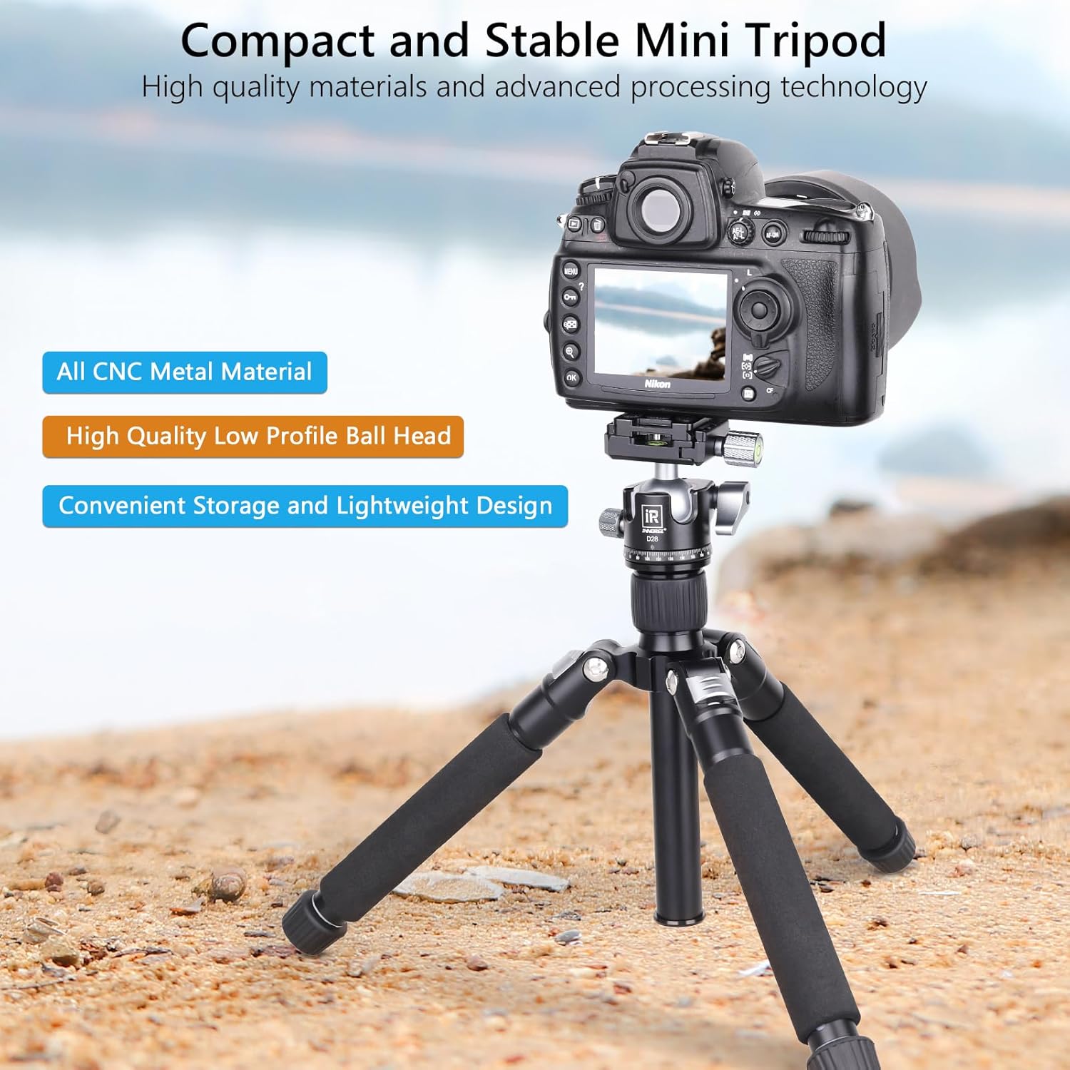 Mini trípode con cabeza de bola de perfil bajo de 360 grados, trípode de aluminio para cámara de viaje, trípode portátil de sobremesa, compatible