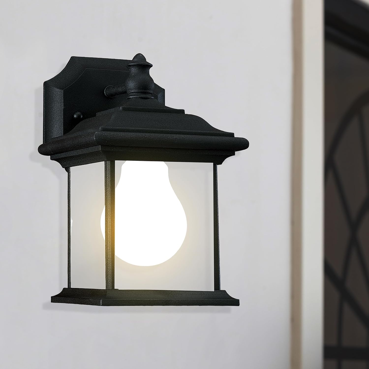 Sea Gull Lighting Generation 89101-12 – Farol de pared transitorio para exteriores de Seagull-Wynfield Collection en acabado negro, 10 pulgadas