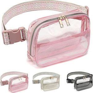Riñonera transparente aprobada para mujeres y hombres con correa ajustable, bolsa cruzada transparente para conciertos, deportes, viajes, Riñonera transparente aprobada para mujeres y hombres con correa ajustable, bolsa cruzada transparente para conciertos, deportes, viajes,