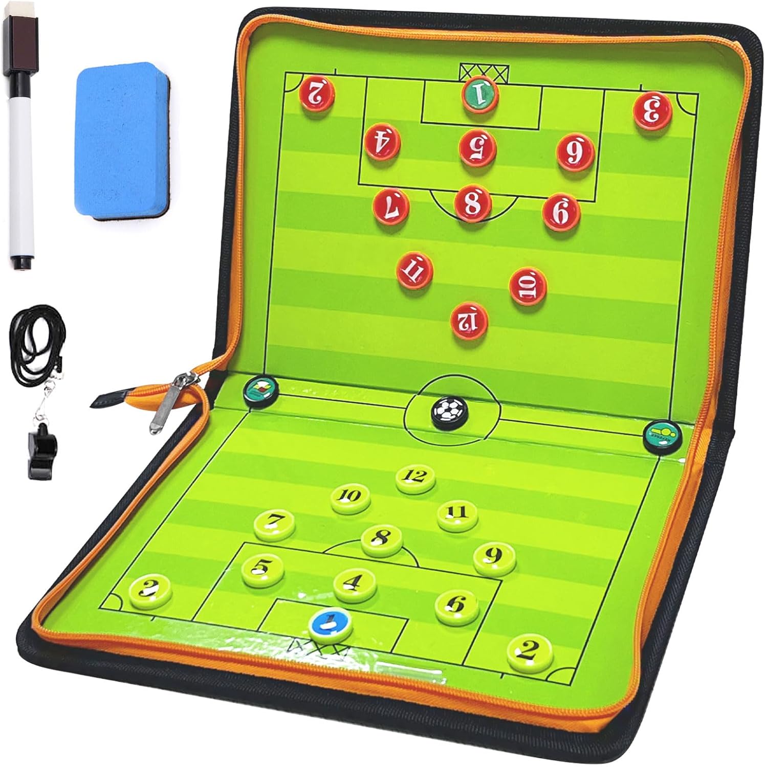 Tabla magnética de entrenamiento de fútbol, bolsa con cremallera, tabla de tácticas de fútbol, tablero de entrenamiento de juego de borrado en seco,
