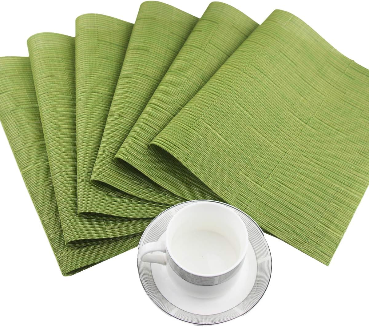 PIGCHCY Manteles individuales lavables de vinilo, elegantes manteles individuales resistentes al calor para mesa de comedor, juego de 6 unidades, 18