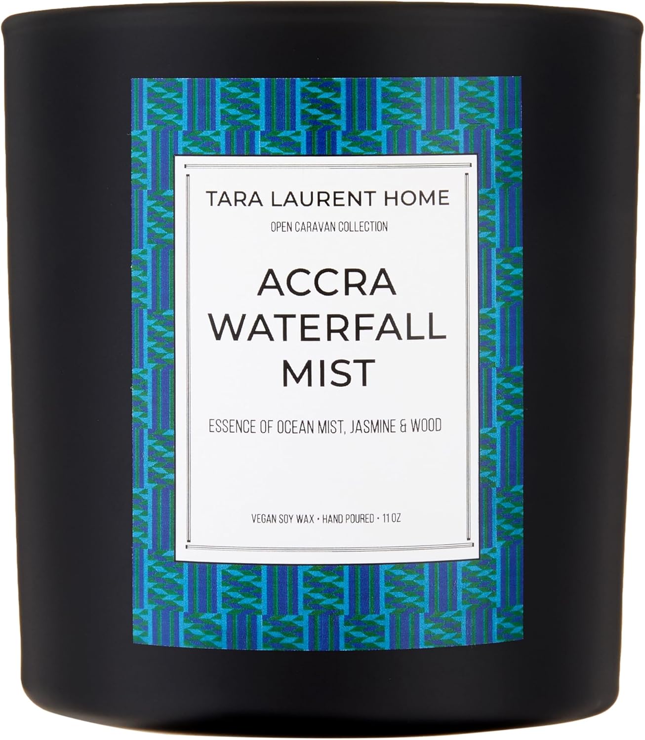 Vela de soja de lujo perfumada Open Caravan Collection  Bruma de cascada de Accra  Mezcla de té blanco y bergamota  Mecha única de 11 onzas  Largo
