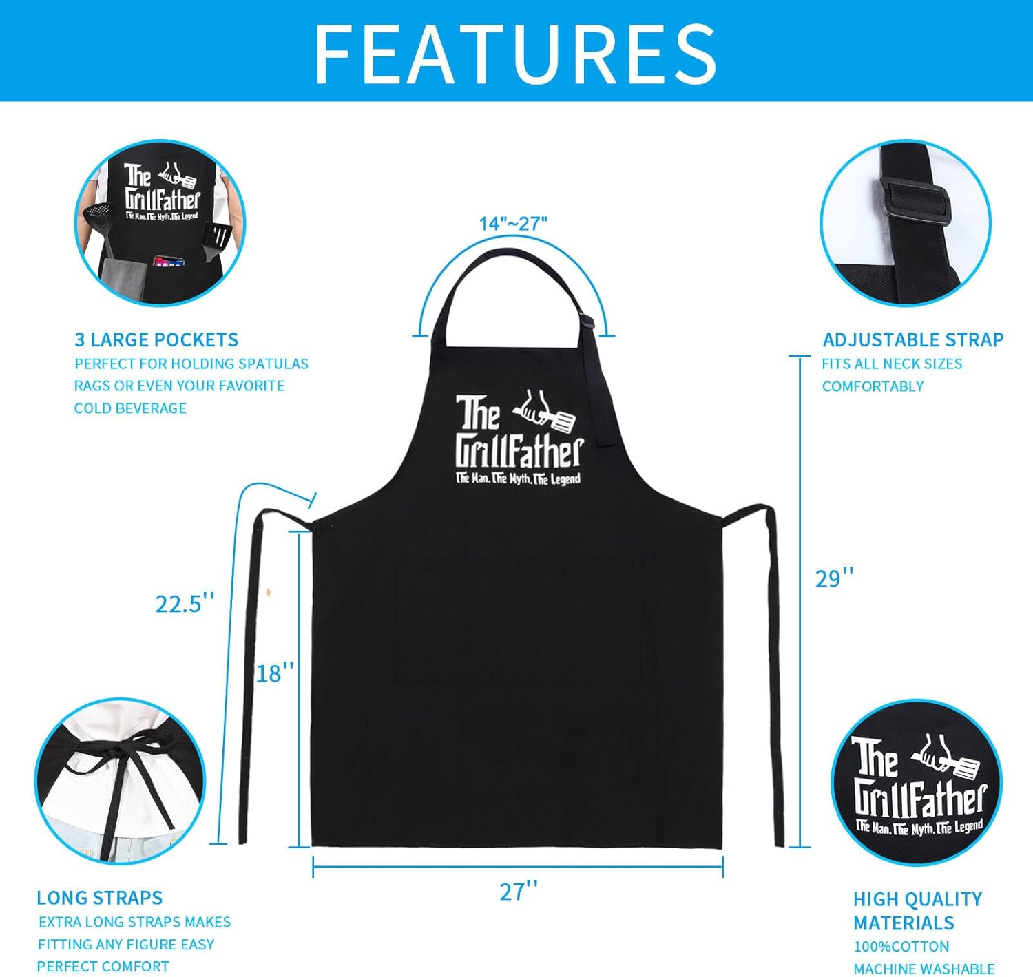 Delantales divertidos para hombres, regalos divertidos personalizados para hombres, delantal de chef para cocinar a la parrilla, regalos para
