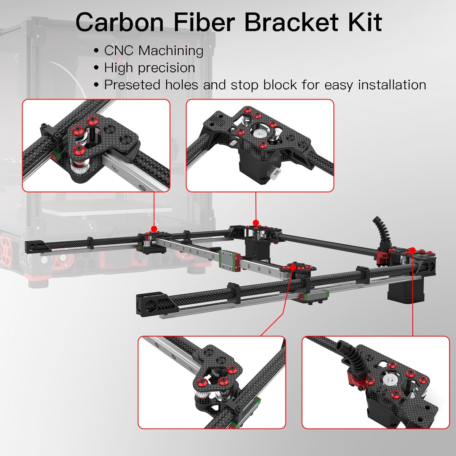 Voron – Juego completo de tubos de fibra de carbono 2.4 R2 + soporte, actualización para kit de marco de impresora 3D Voron2.4, actualización de