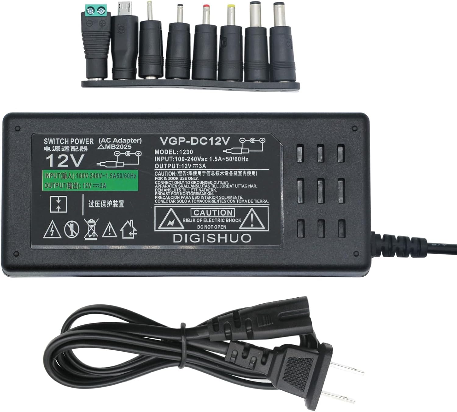 DIGISHUO Adaptador de fuente de alimentación DC 12V 3A 36W Interruptor transformador AC 110V220V a DC 12V 3amp Convertidor de conmutación