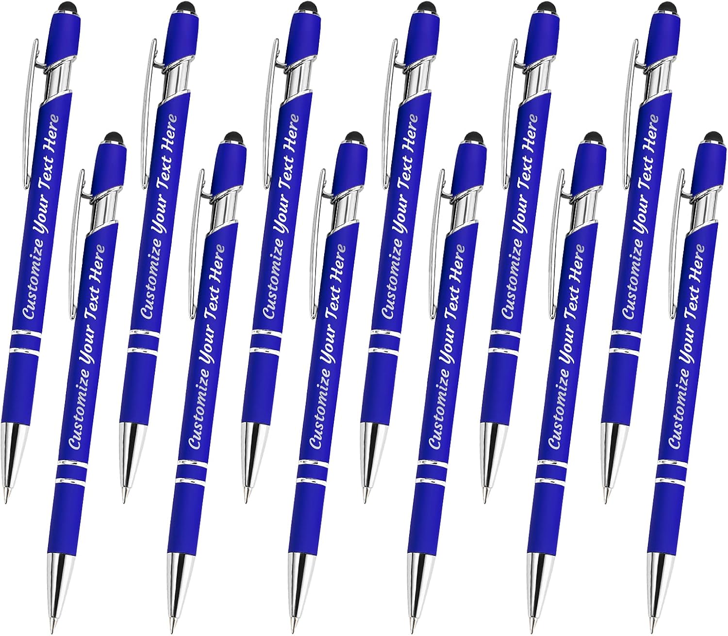 YanNanKe 12 bolígrafos personalizados a granel, bolígrafos de grabado personalizados con nombre o texto de lápiz capacitivo, regalo ideal de