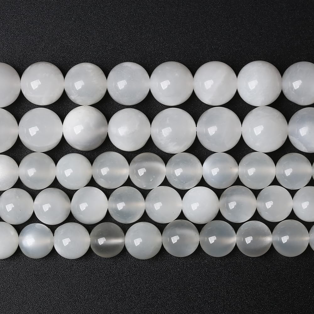 60 cuentas de piedra lunar blanca natural de 0.236 pulgadas (0.236 pulgadas), piedras preciosas AAA, redondas y sueltas para hacer joyas, pulseras,