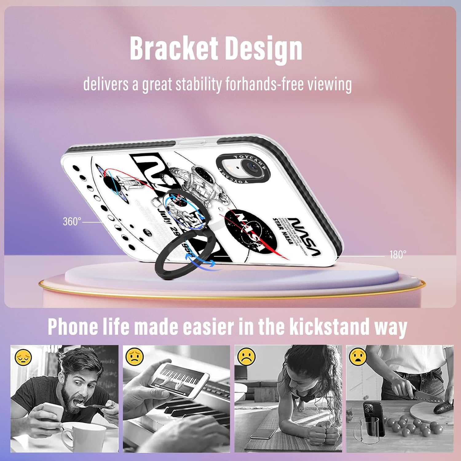 Toycamp Funda para iPhone XR, diseño de astronauta espacial, lindo diseño de dibujos animados para hombres, niños, niñas, adolescentes, genial