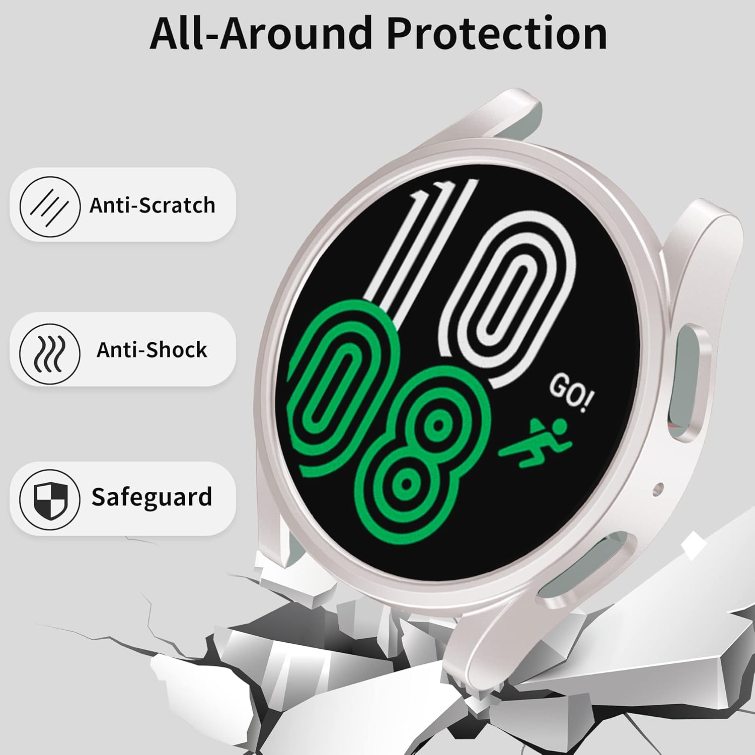 PKMH Paquete de 8+8 protectores de pantalla para Samsung Galaxy Watch 6 de 1.575 pulgadas (1.575 in), protector de pantalla duro de policarbonato