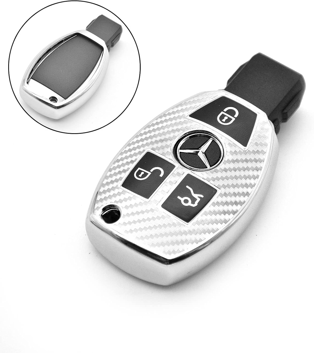 Funda para llavero Mercedes Benz, compatible con llavero Mercedes Benz C E S M CLS CLK G, Size standard