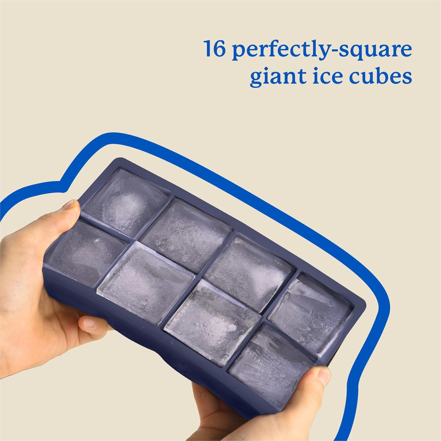 Samuelworld Moldes grandes de silicona para cubitos de hielo, paquete de 2, cubos grandes de 2 pulgadas, sin BPA, flexibles, 8 cavidades, fácil de