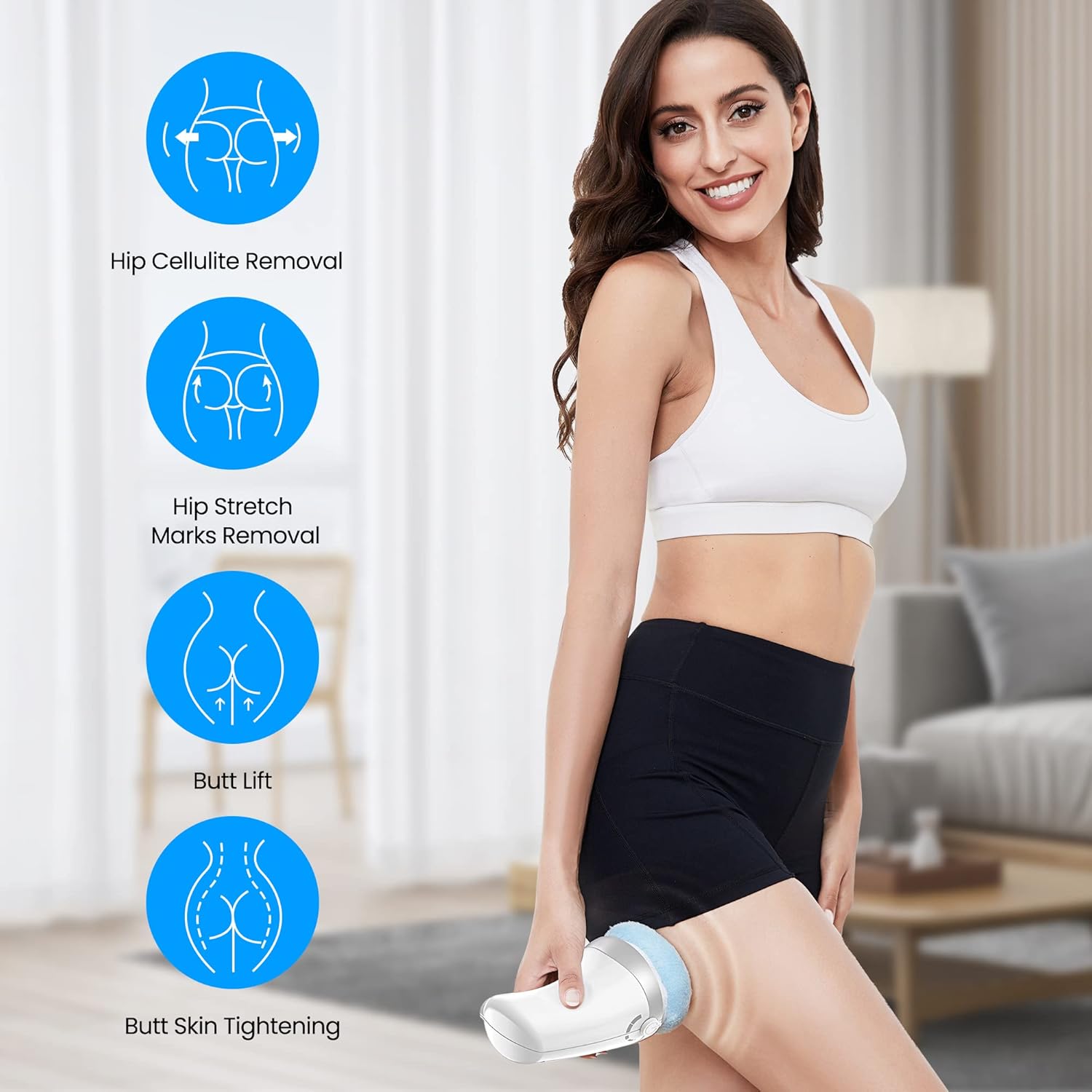 WLCMRD Máquina para esculpir el cuerpo, masajeador eléctrico de celulitis con 6 almohadillas lavables, masajeador para esculpir el cuerpo, piernas y