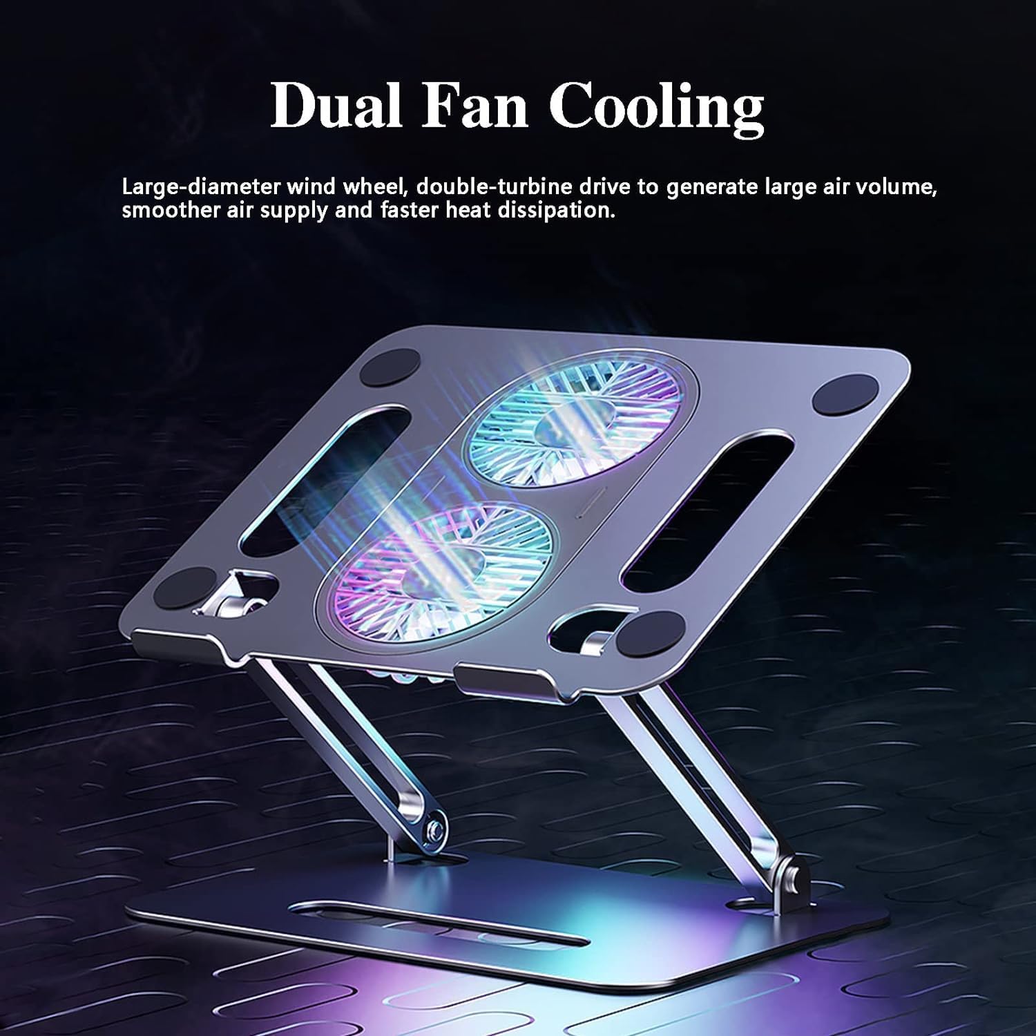 Eiyikof Soporte ajustable para laptop con ventilador USB Hub compatible con computadora portátil de 10 a 15 pulgadas, elevador ergonómico de