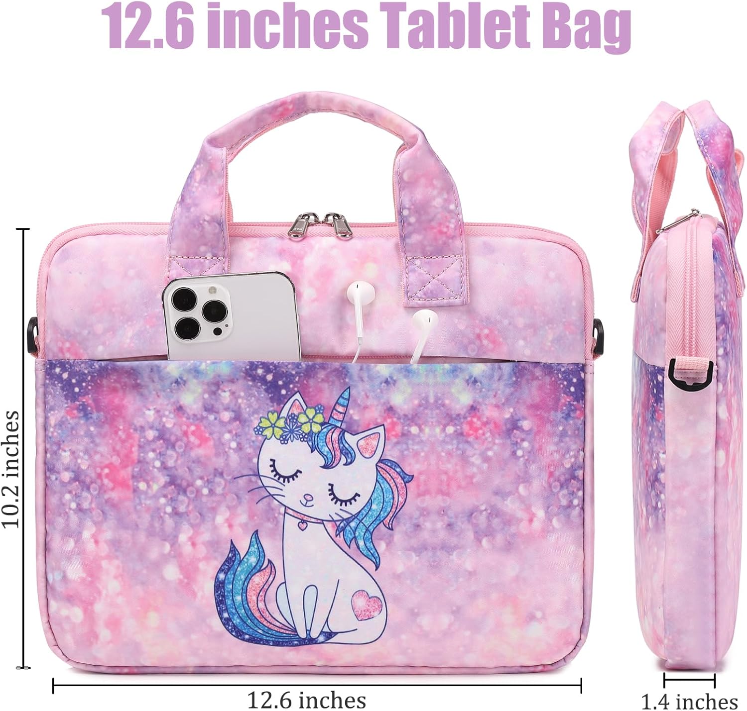 JIANYA Funda para tableta para niños, bolsa de transporte para iPad con correa para el hombro, bolsa de tableta de 10-12.5 pulgadas para niños